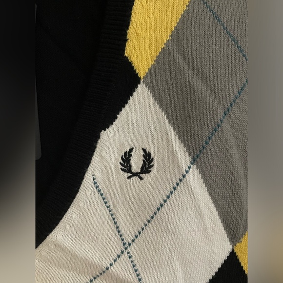 NWT RARE Fred Perry Amy Winehouse Black Yellow Argyle Jumper Dress US 10 UK 14 - Picture 7 of 16